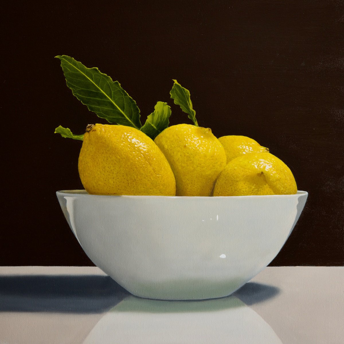 Photorealistic Still Life Oil Painting By Christopher Witchall, 16 X 16, Lemons, Original Artwork