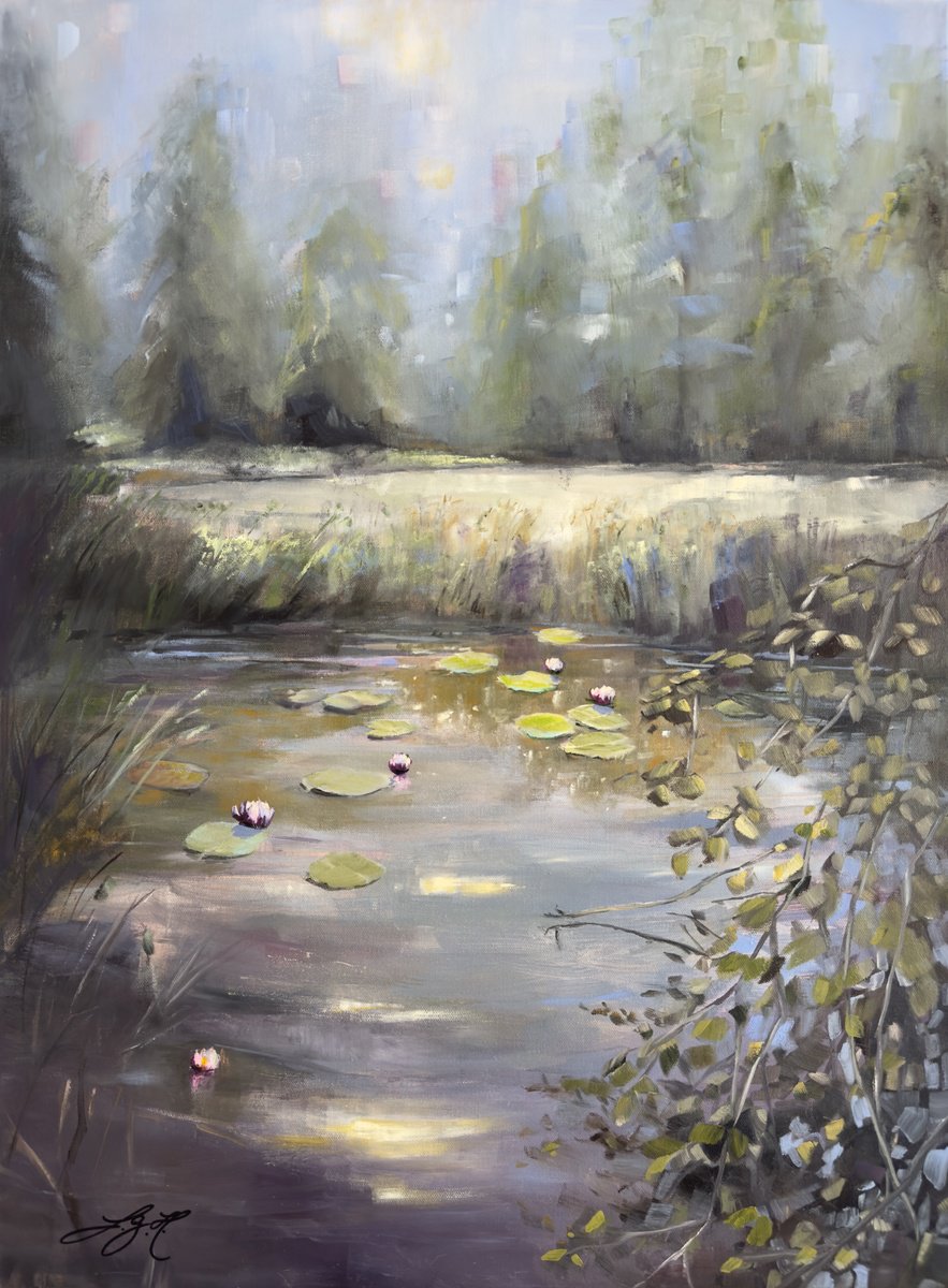 Photorealistic Landscape Oil Painting By Sandra Gebhardt-Hoepfner, 21 X 29", Into The Woods..., Original Artwork