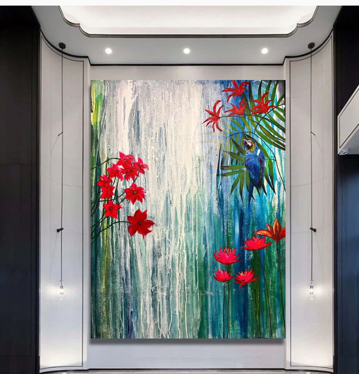 Abstract Animal Oil Painting By Henrieta Angel, 30 X 40, Paradise3, Original Artwork