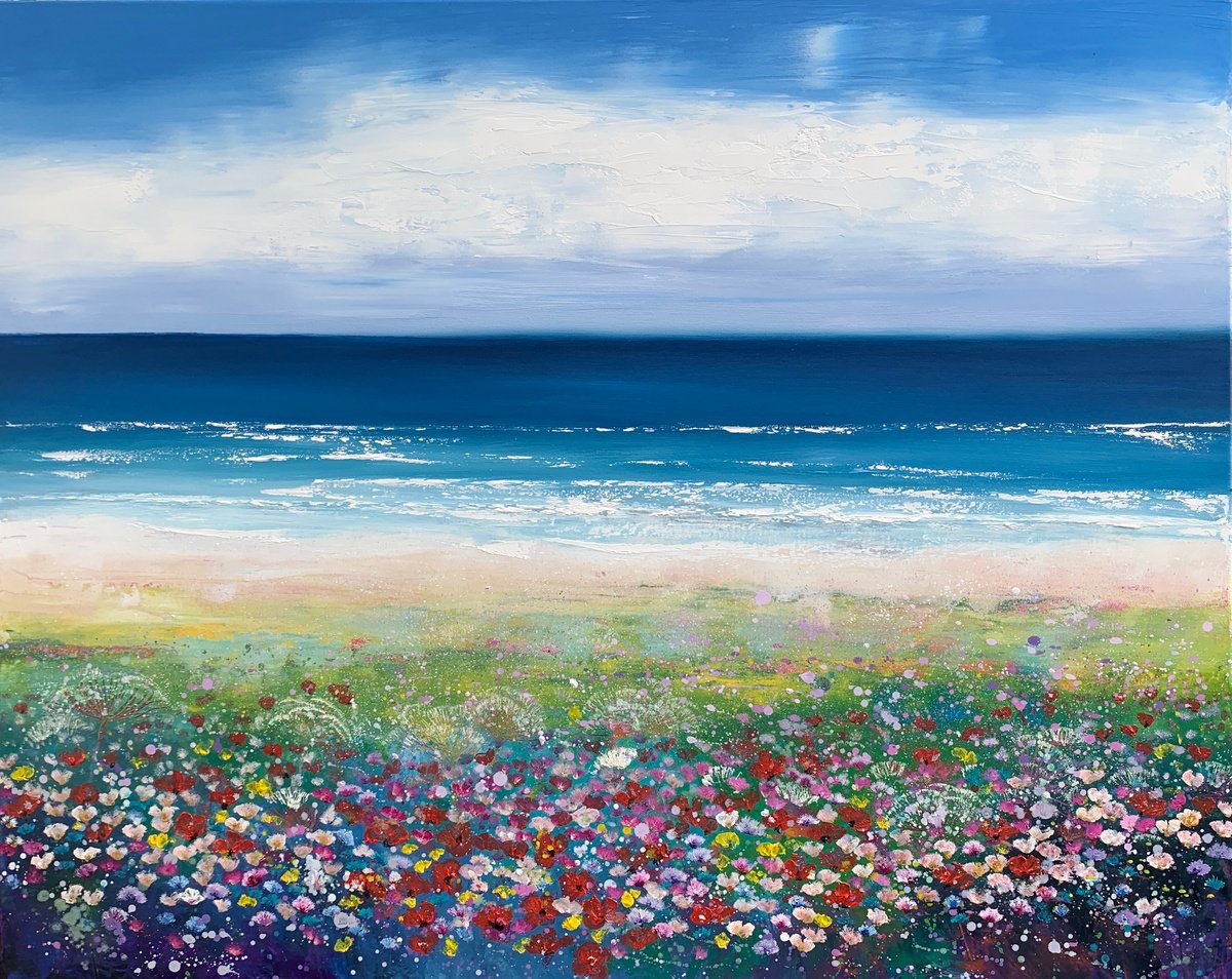 Impressionistic Landscape Oil Painting By Laure Bury, 39 X 31", Life