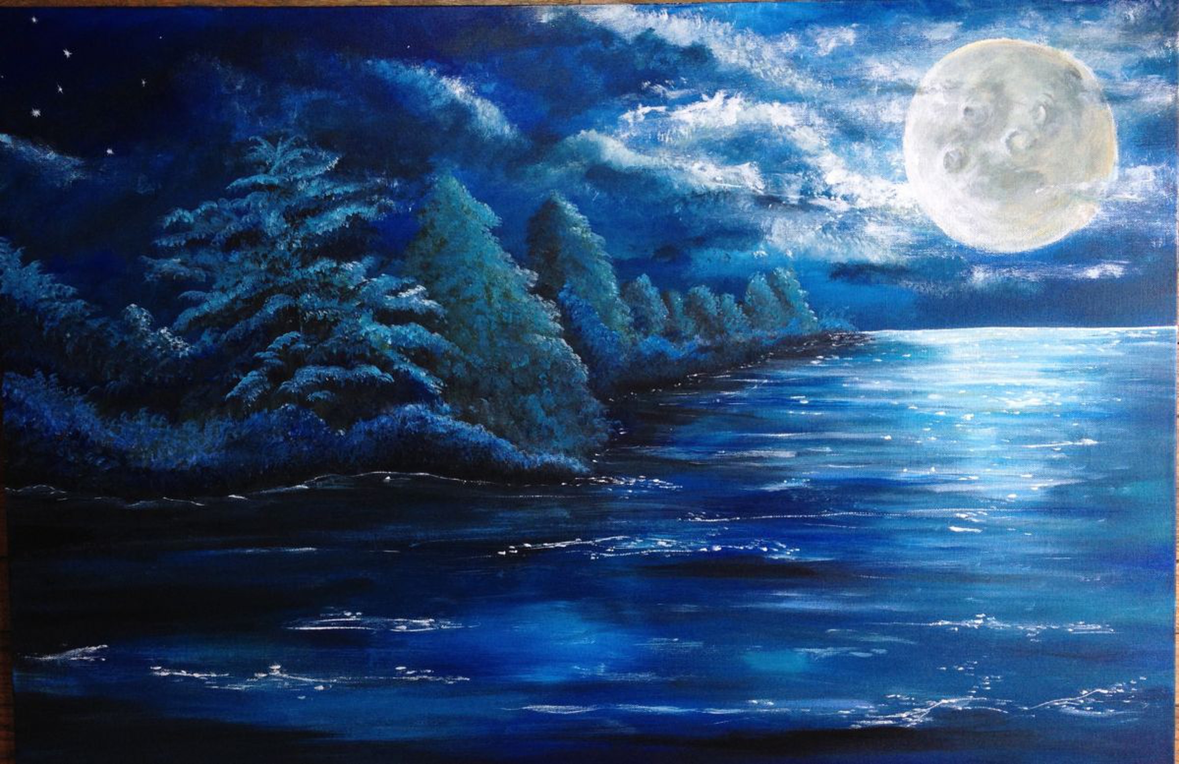 Blue Moon Acrylic Painting By Donna Daniels Artfinder