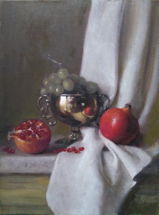 Old Bowl And Pomegranate