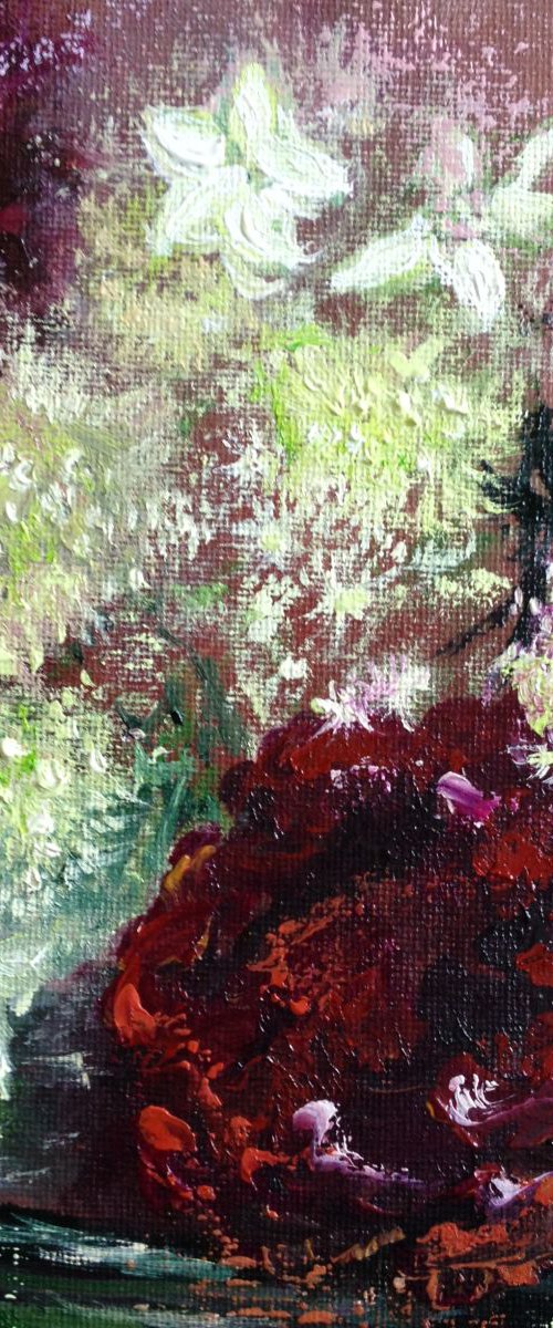 The Rose Bowl   Impressionist Flowers / Still Life Christmas by Rebecca Pells