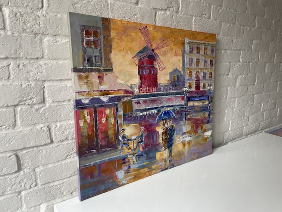 "Moulin Rouge". Original oil painting architecture. Cityscape