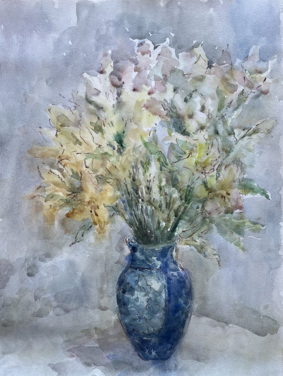 Impressionistic Watercolour , Bouquet 14,2X15,9 In By Elena Klyan, 14 X 19, Artwork For Sale On Artfinder