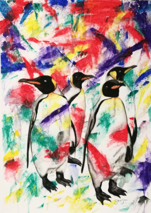 Four Penguins. Free Shipping by Steven Shaw