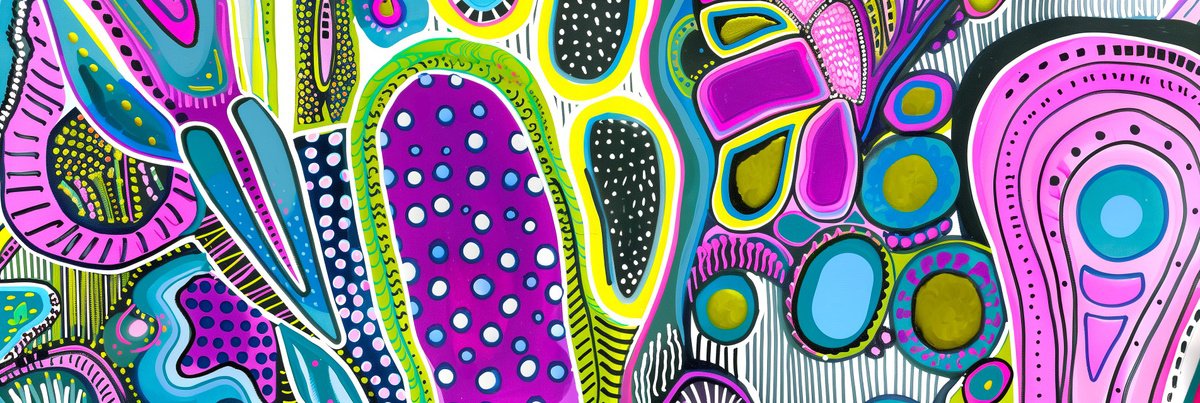 Abstract Acrylic Painting By V+V Kniazievi, 59 X 20", Geometric Abstraction #17, Original Artwork