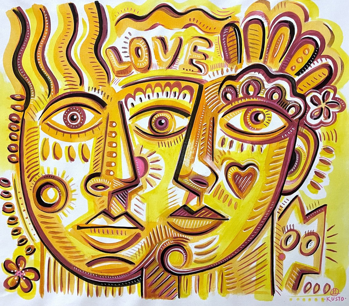 Impressionistic Portrait Acrylic Painting By Daria Kusto, 36 X 32, The Light Family, Original Artwork