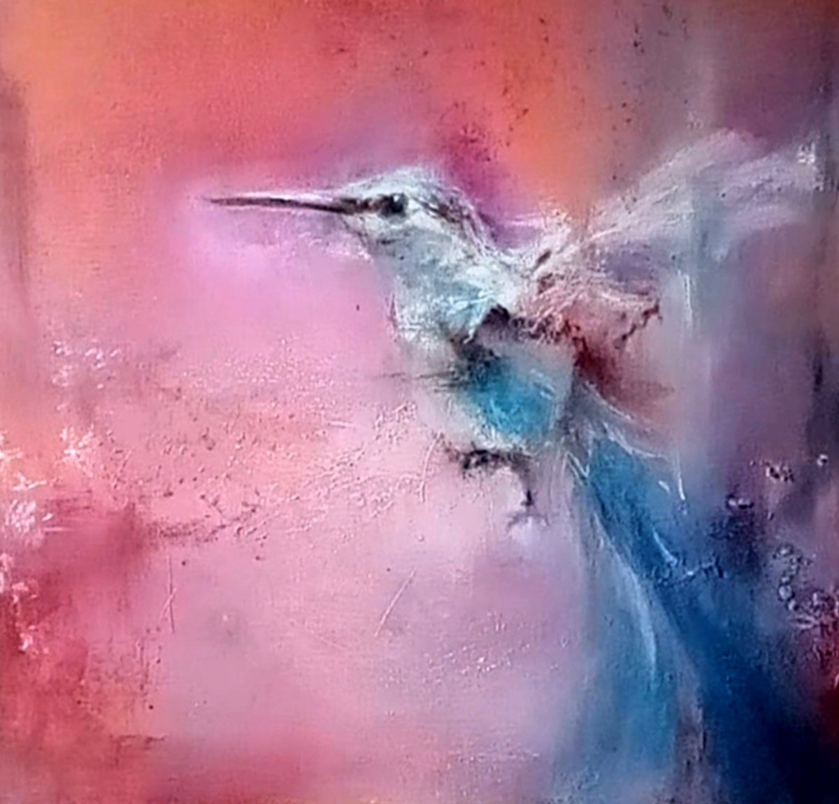 Impressionistic Animal Oil Painting By Yuliia Kyrsanova, 20 X 20", Dance Of Wings At Dawn, Original Artwork