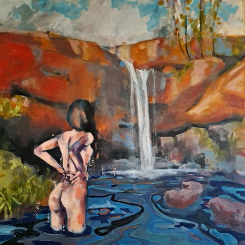 girl with waterfall 12-10-23 by Thomas Donaldson