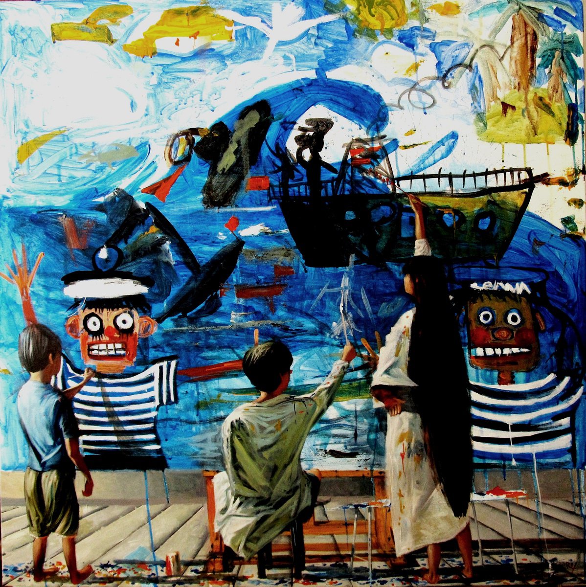 Impressionistic Portrait Painting By Serhiy Roy, 39 X 39", Marianists, Original Artwork