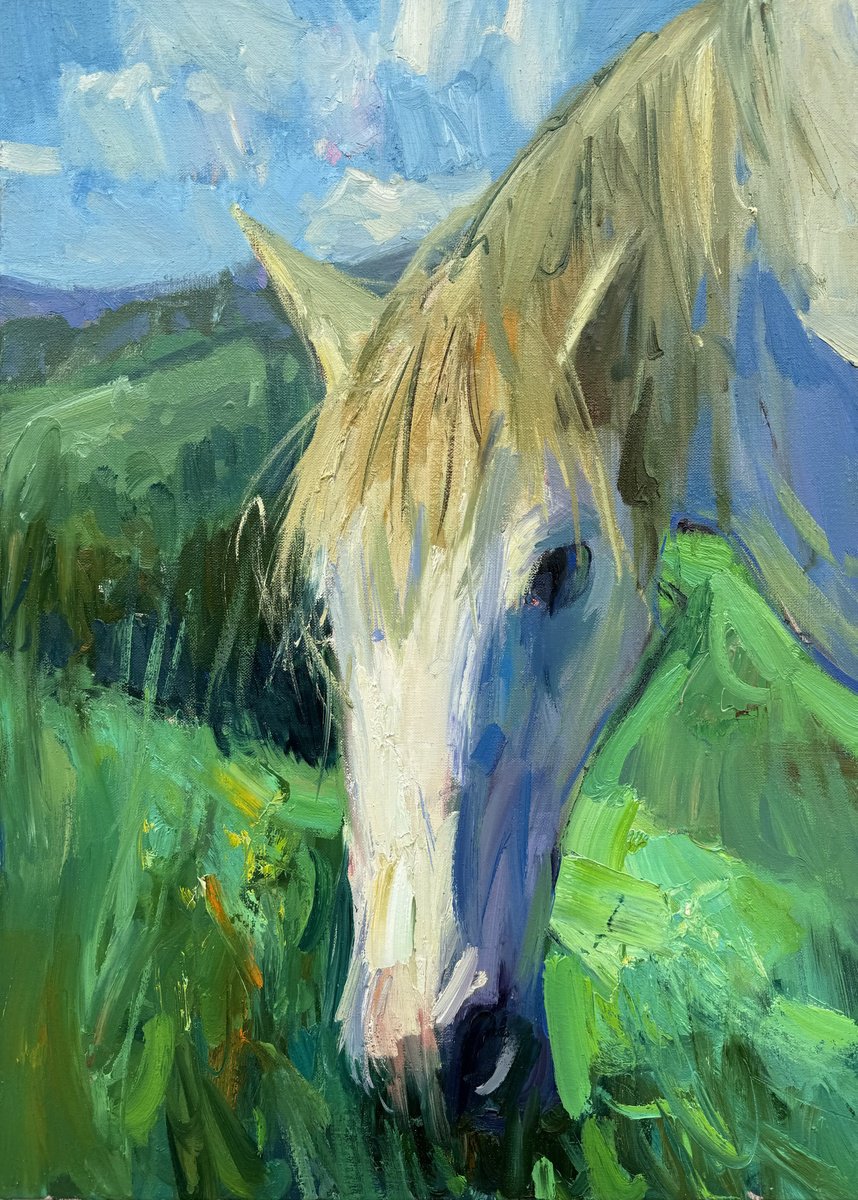 Expressive Animal Oil Painting By Ivan Dragan, 20 X 28, Horse, Original Artwork