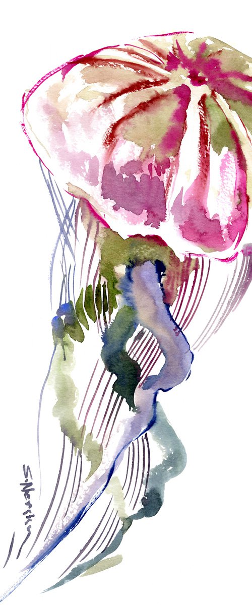 Jellyfish watercolor painting by Suren Nersisyan