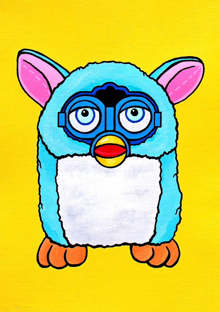 Furby Toy A5 Pop Art Painting by Ian Viggars