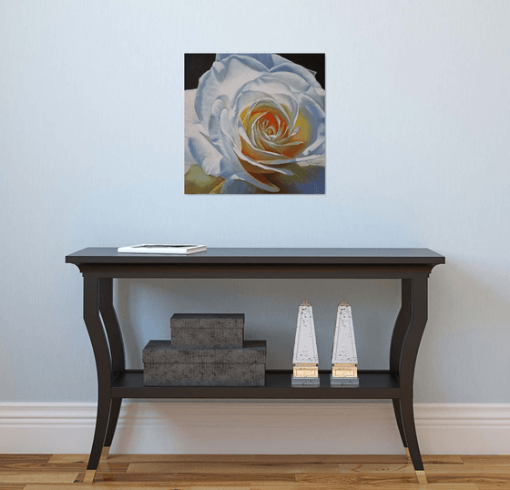 "Glowing."  rose flower  liGHt original painting  GIFT (2021)