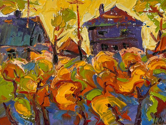 Autumn yellow sunset