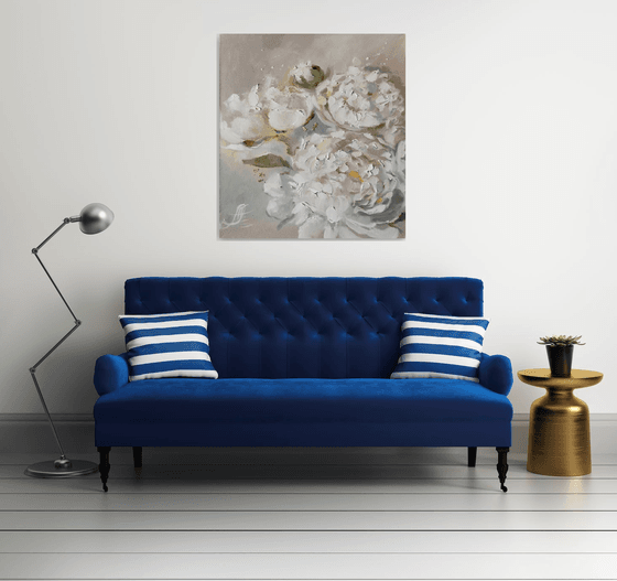 Peonies wall art, Floral Canvas - Peonies Original Art