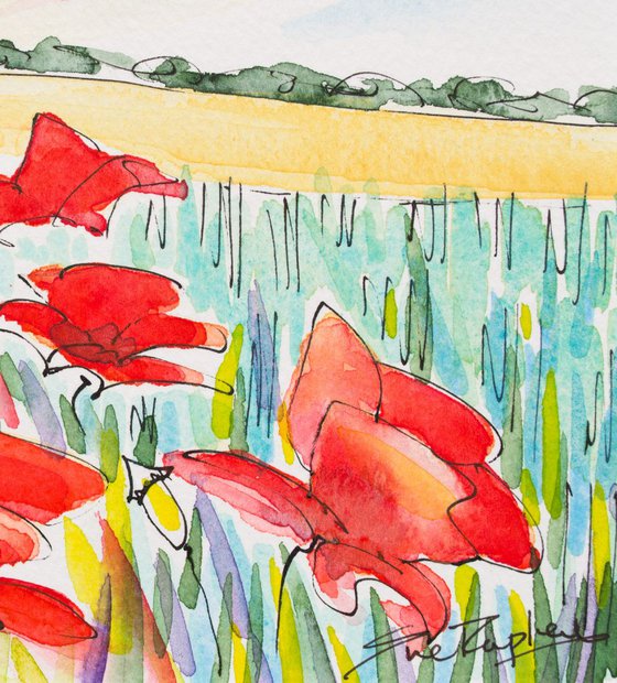 Poppies and Wheat II