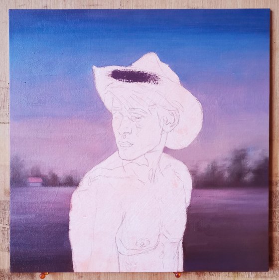 Cowboy in Purple sunset