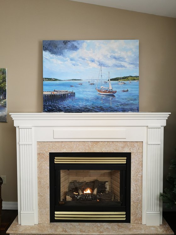 Morning sun on the Lunenburg bay (36x48x1.5")