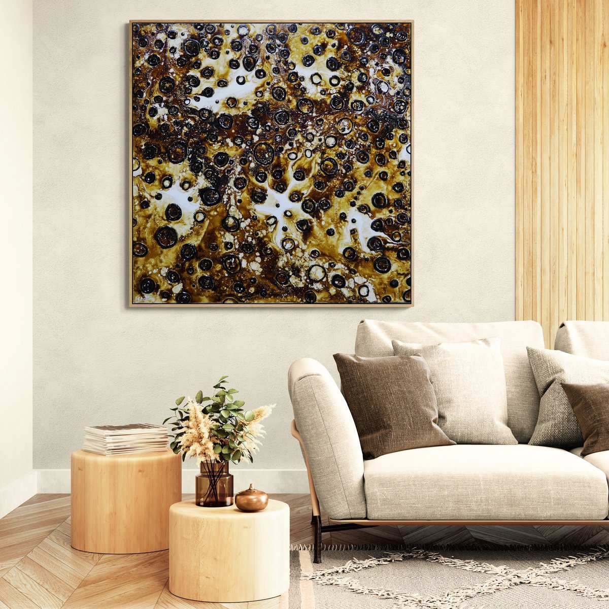 Abstract Acrylic Painting By Franko, 47 X 47, Tribal, Original Artwork