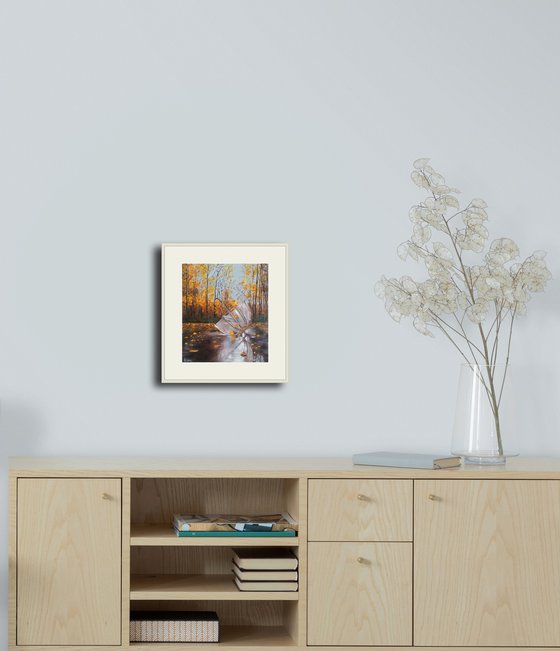 A forgotten umbrella in autumn