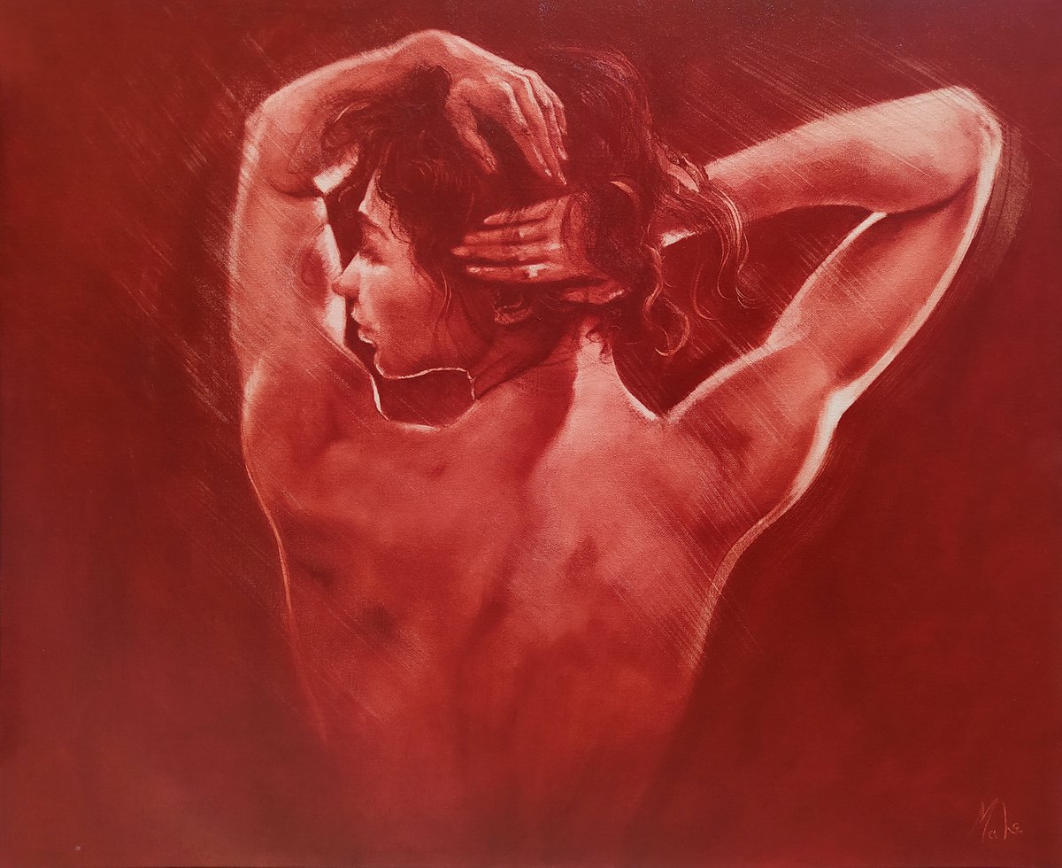 Expressive Portrait Oil Painting By Isabel Mahe, 29 X 24, May Revolution, Original Artwork