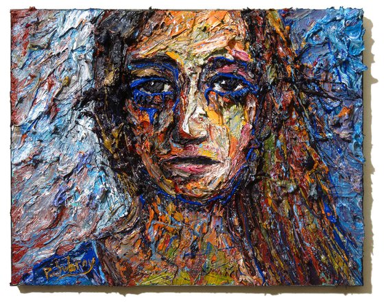 UNTITLED m1026  - original oil painting of female portrait art