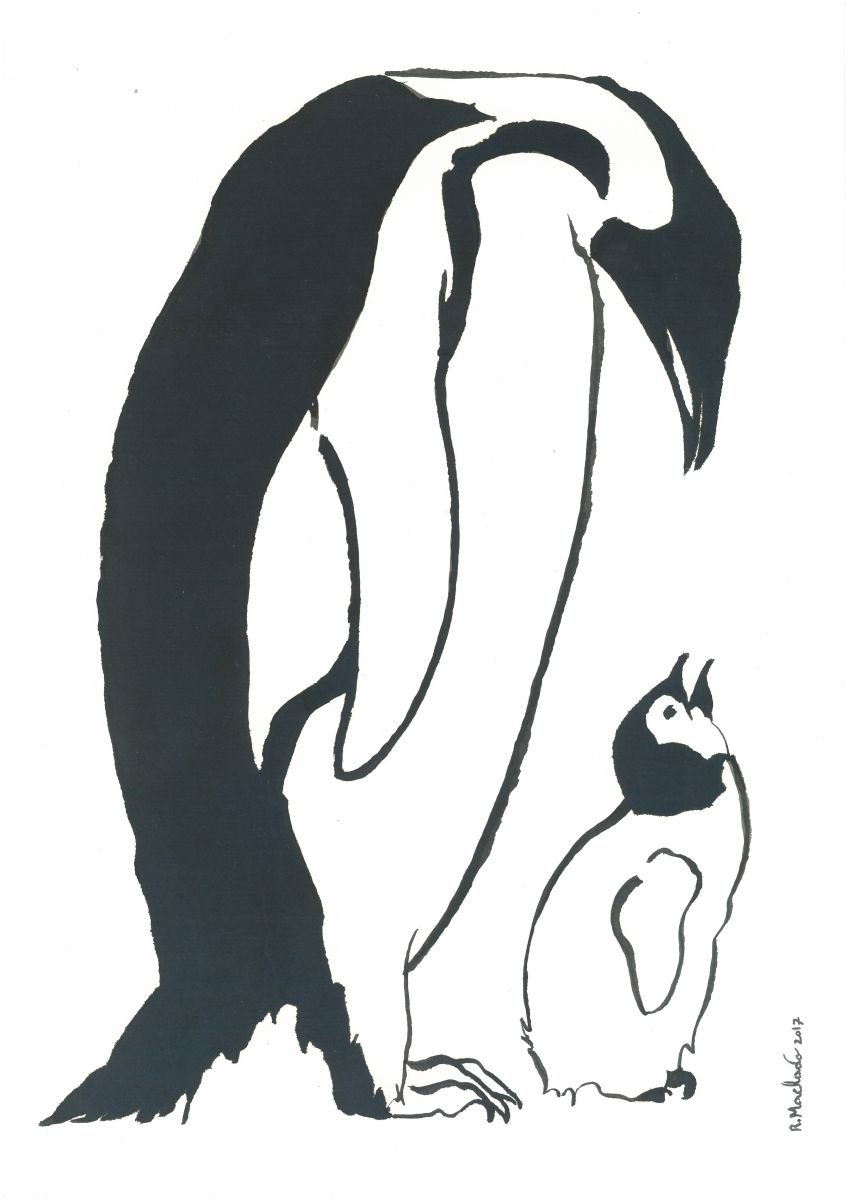 Penguins I Animal Drawing by Ricardo Machado