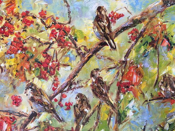 Sparrows in the Rowan-Tree