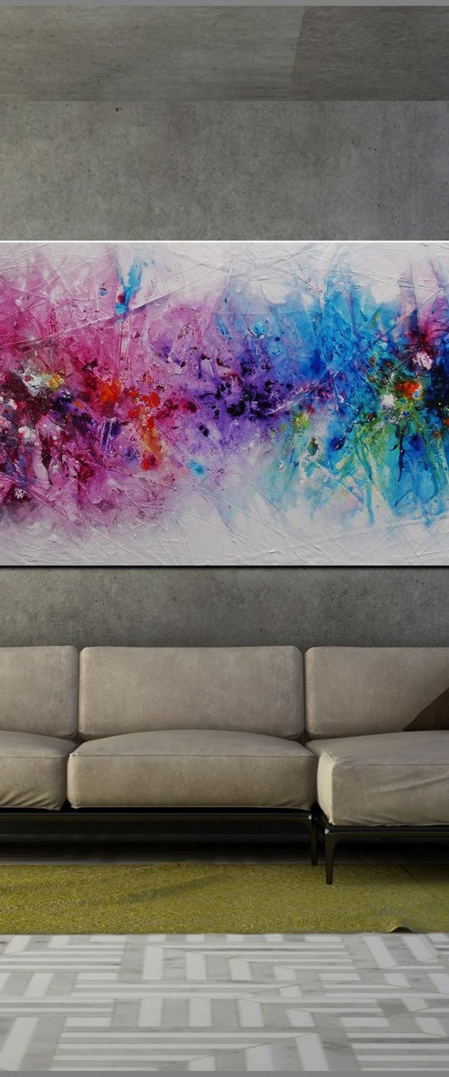 In The Bouquet 240cm x 100cm Huge Colourful Texture Abstract Art by Franko