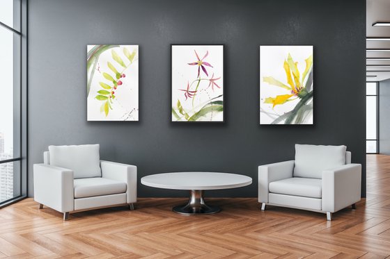 Sensuality. Floral shades. A series of abstract original watercolours.