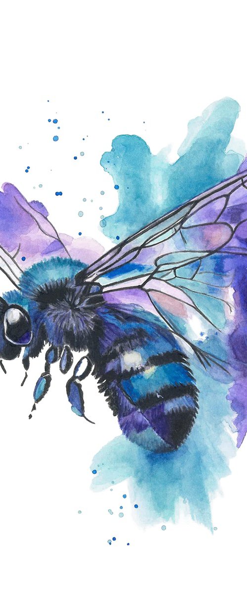Colourful Bee Painting by Sandy Broenimann