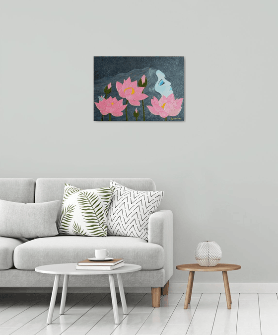 Magic Dreams - surreal lotus flower painting