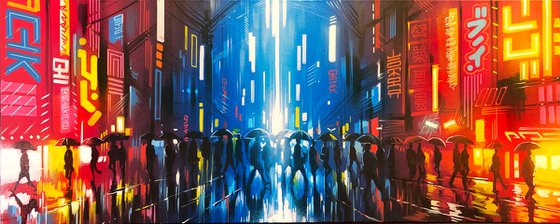 'Neon Streets' - Original painting on canvas