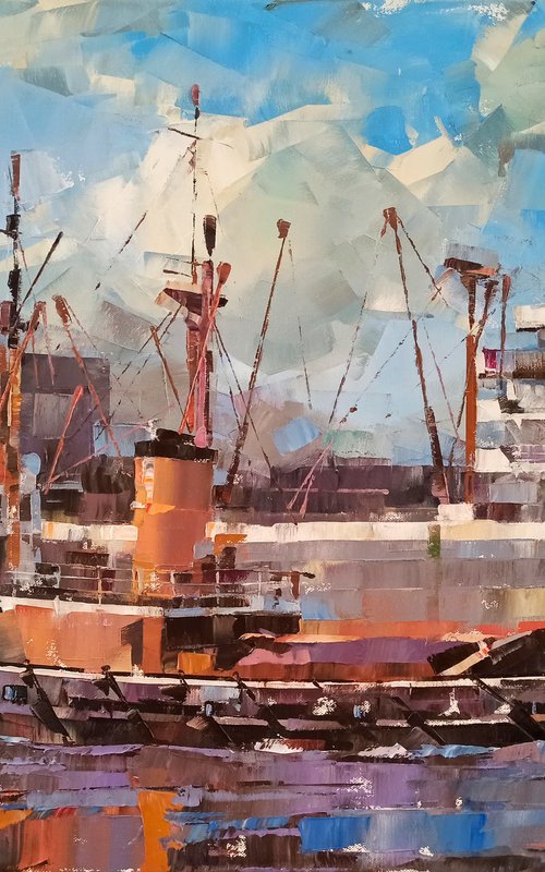 Cargo Ship "CITY OF SWANSEA" Series "Liverpool Docks" part #1 by Volodymyr Glukhomanyuk