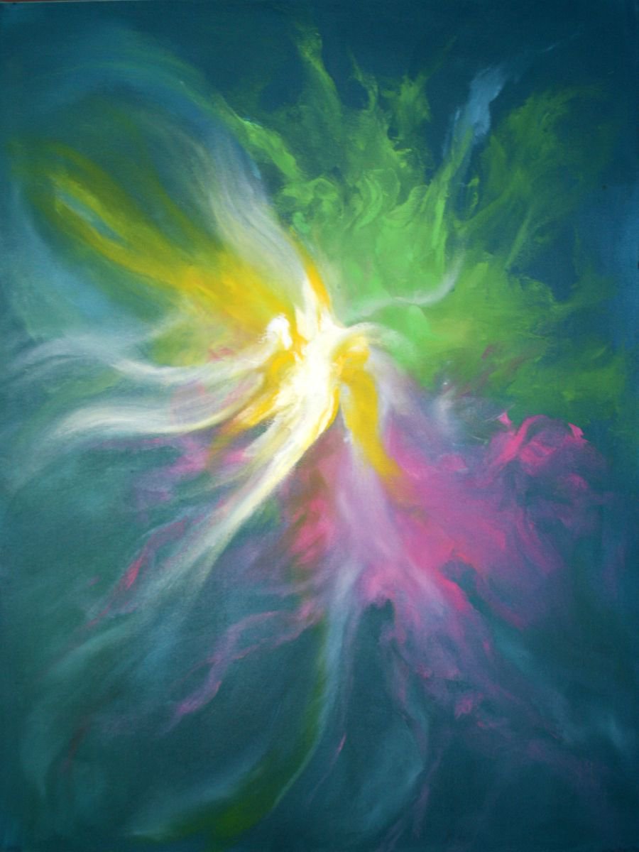 Abstract Oil Painting By Salana Art / Svetlana Samovarova, 24 X 31", The Birth Of An Angel, Original Artwork