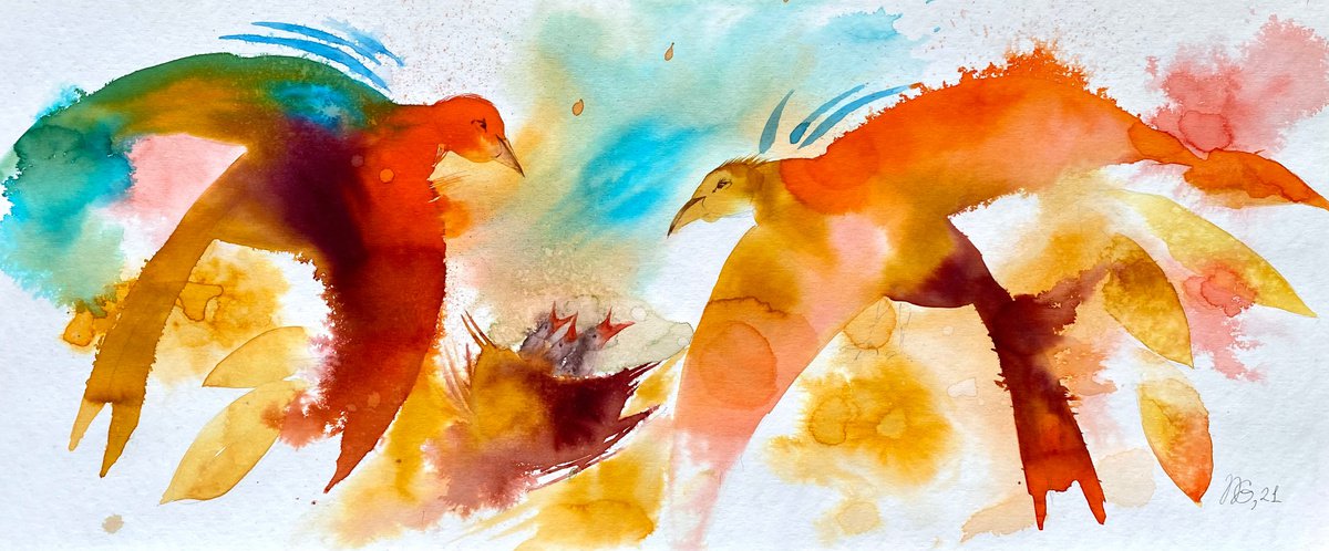 Birds and the nest by Natalia Galnbek