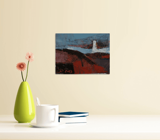 Mini abstract landscape white tower
