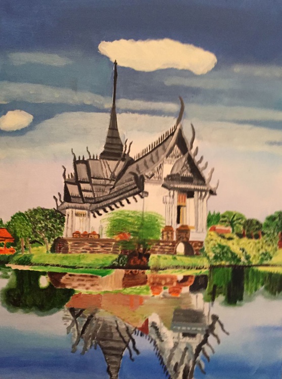 Thai Temple Oil Painting By James D Amico Artfinder