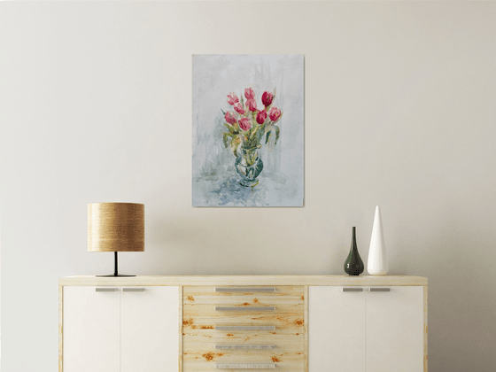 Tulips red 55x75 cm 2025
