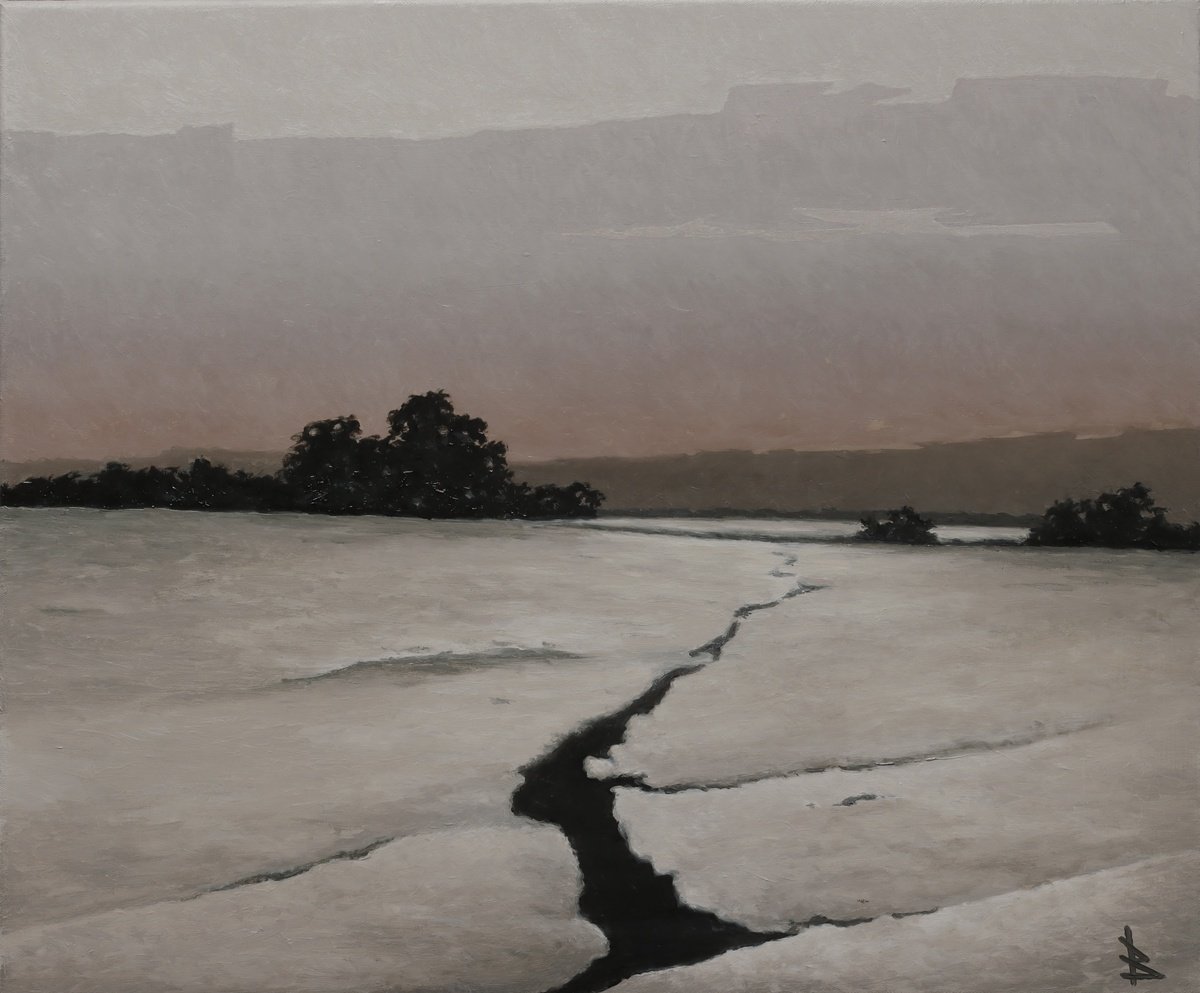 Impressionistic Landscape Oil Painting By Oleg Baulin, 24 X 20", Snow, Original Artwork