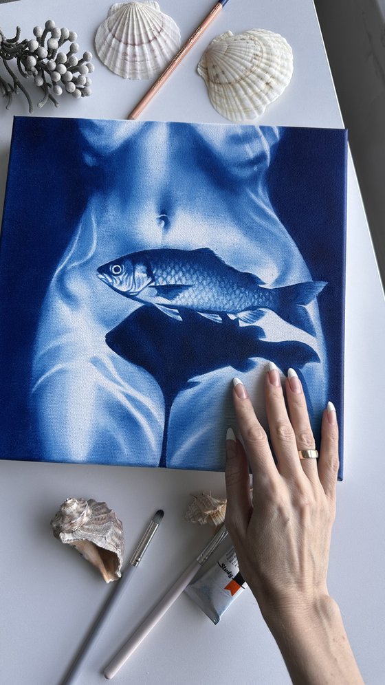 Something Fishy – Blue Nude with Fish