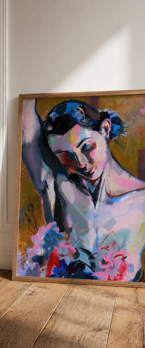 In the Shadow Girl with peonies by Iryna Tymkul