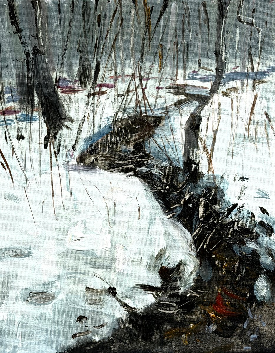 Paul Cheng | Original  Oil Painting | Silent Winter Stream | 20 X 25Cm | Artwork For Sale On Artfinder