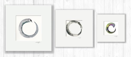 Enso Serenity Collection 2 - 3 Enso Paintings by Kathy Morton Stanion