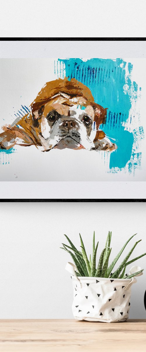 English bulldog | acrylic on paper | unframed by Anna Cher