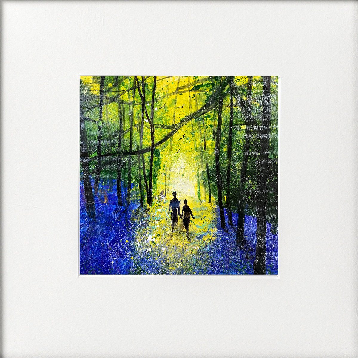 Seasons - Early Summer bluebell Stroll with dog framed by Teresa Tanner