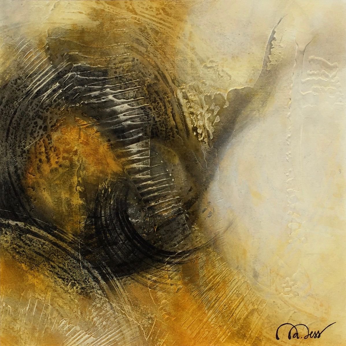 Abstract Landscape Acrylic Painting By Natasha Dess, 12 X 12", Chronotope, Original Artwork