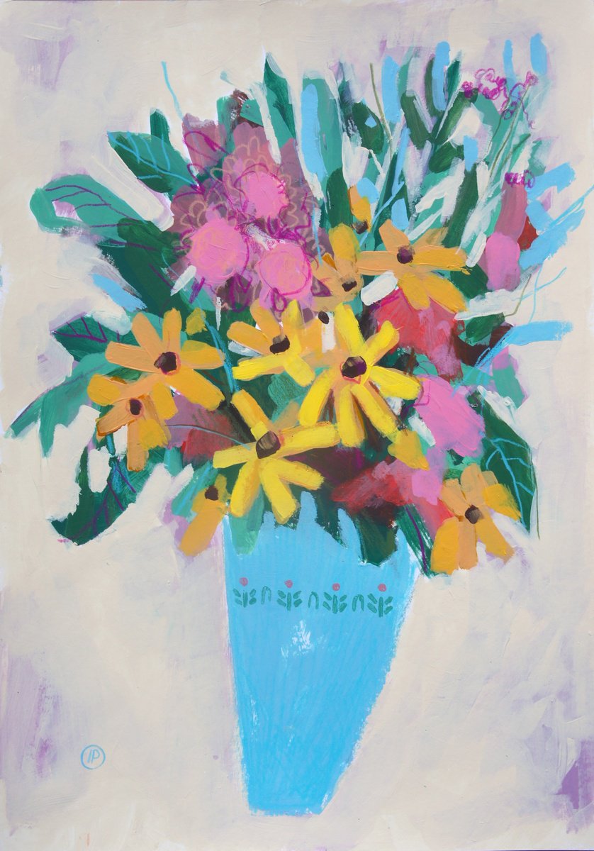 Impressionistic Botanical Painting By Irina Plaksina, 12 X 17, Smell Of Wildflowers, Original Artwork